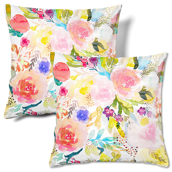Watercolor floral pillow
