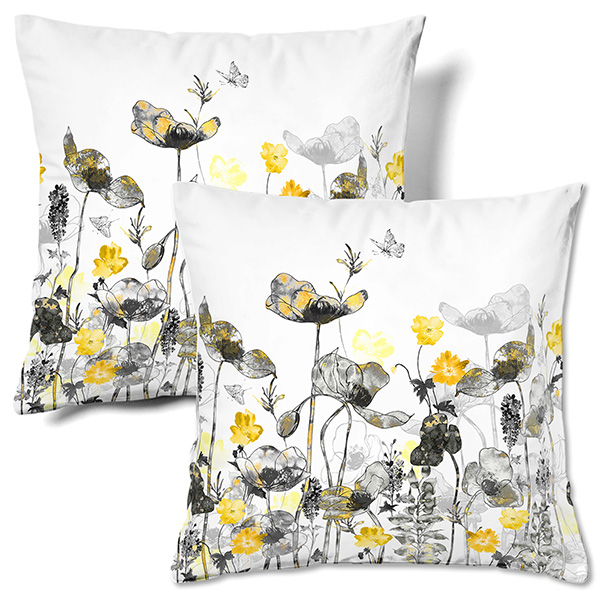 Yellow Ink Flower Pillow