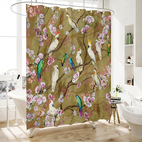 Bird Entangled  Flower Shower curtain