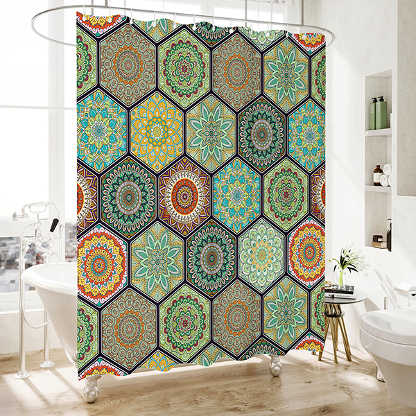Green Mandala shower curtain