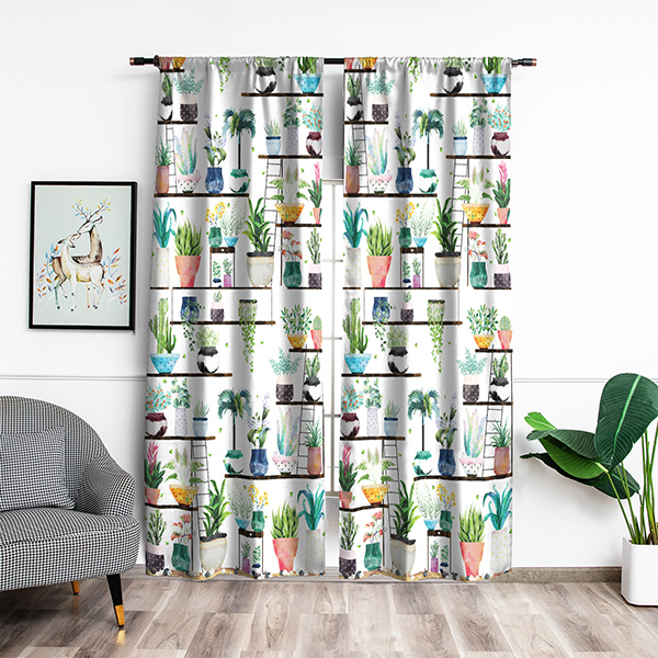 Potted floral curtain