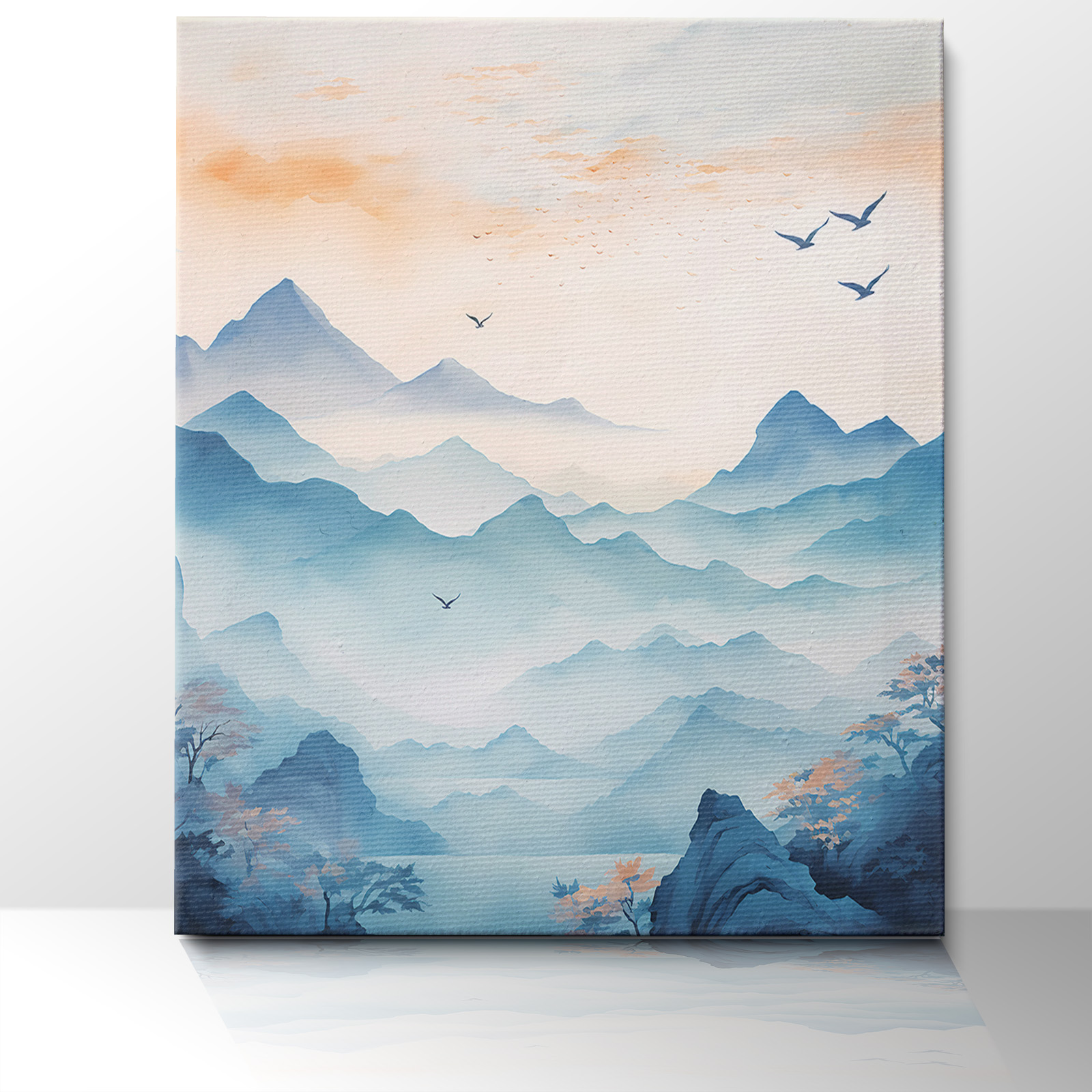 sunset mountain mist canvas printing
