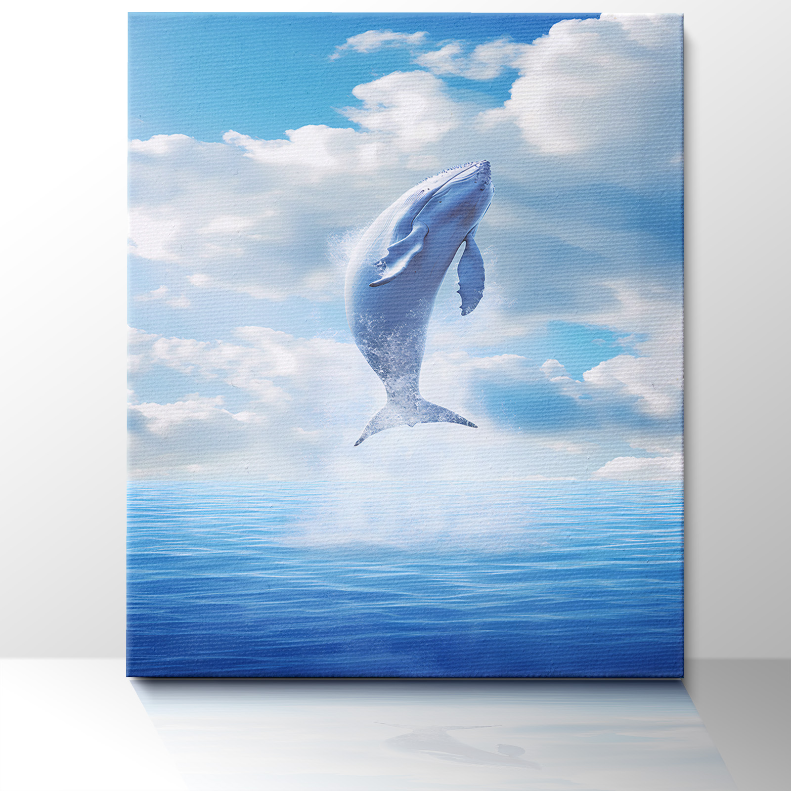 white cloud whale canvas printing